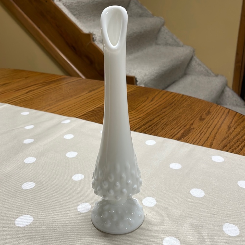 Fenton hobnail milk glass bud vase